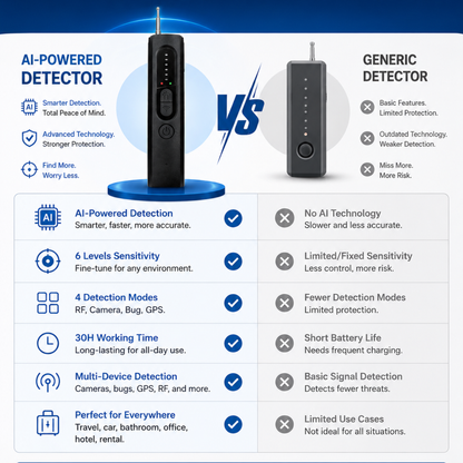 AI Powered Camera Detector, Portable GPS Tracker & Listening Device Finder